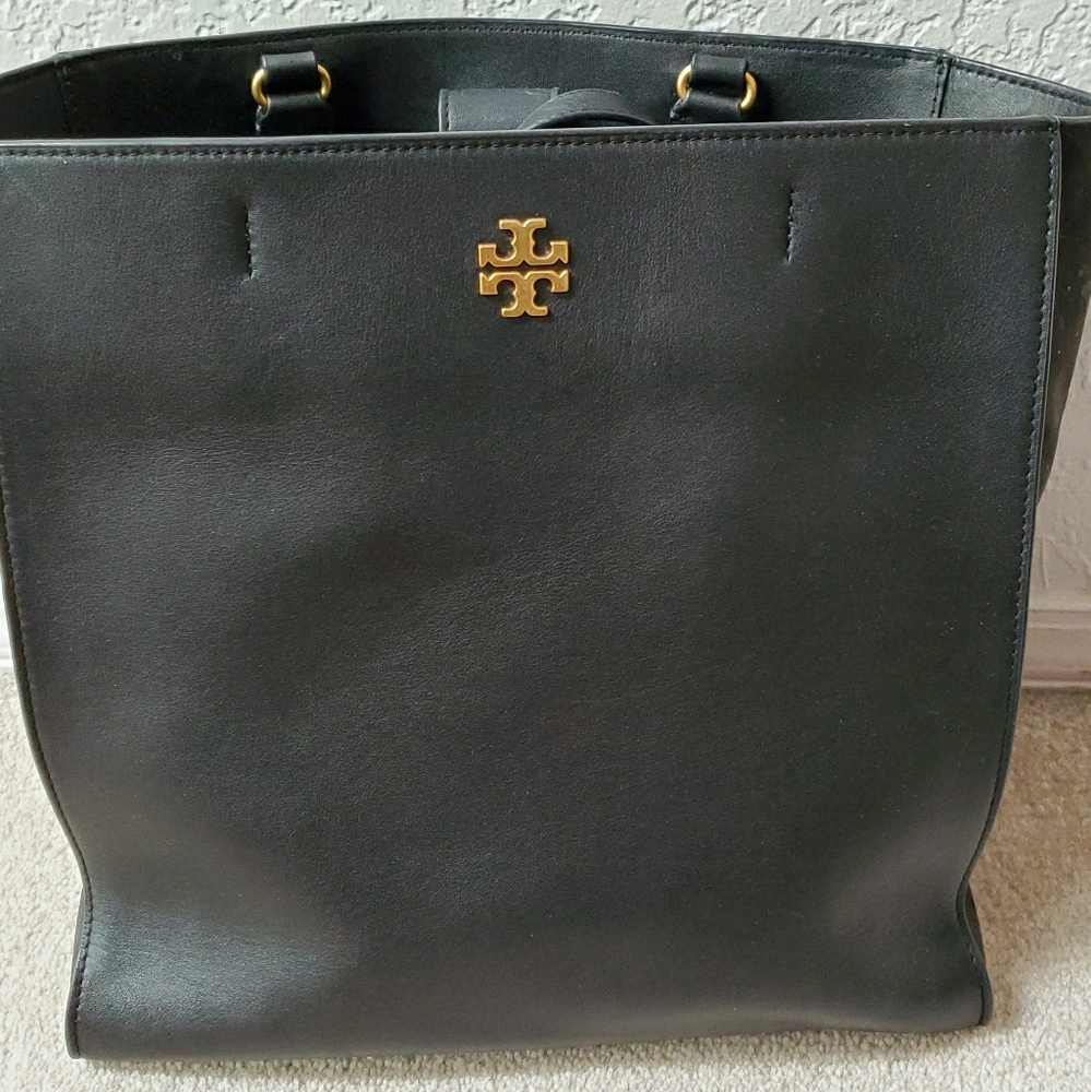 Authentic Tory Burch black leather tote